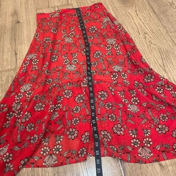 For Love And Lemons Country Western Asymmetrical Red Floral Pia Midi Skirt Size - Picture 11 of 11